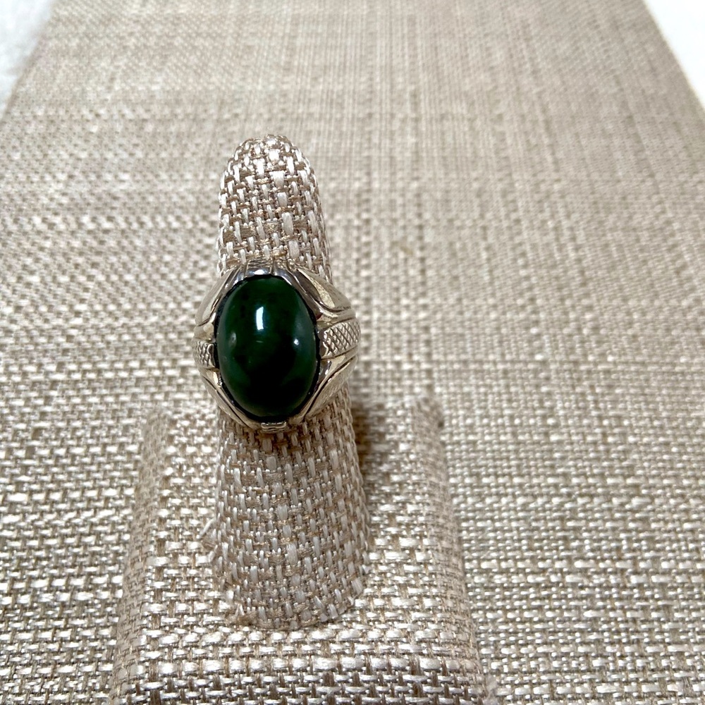 Sterling silver jade ring